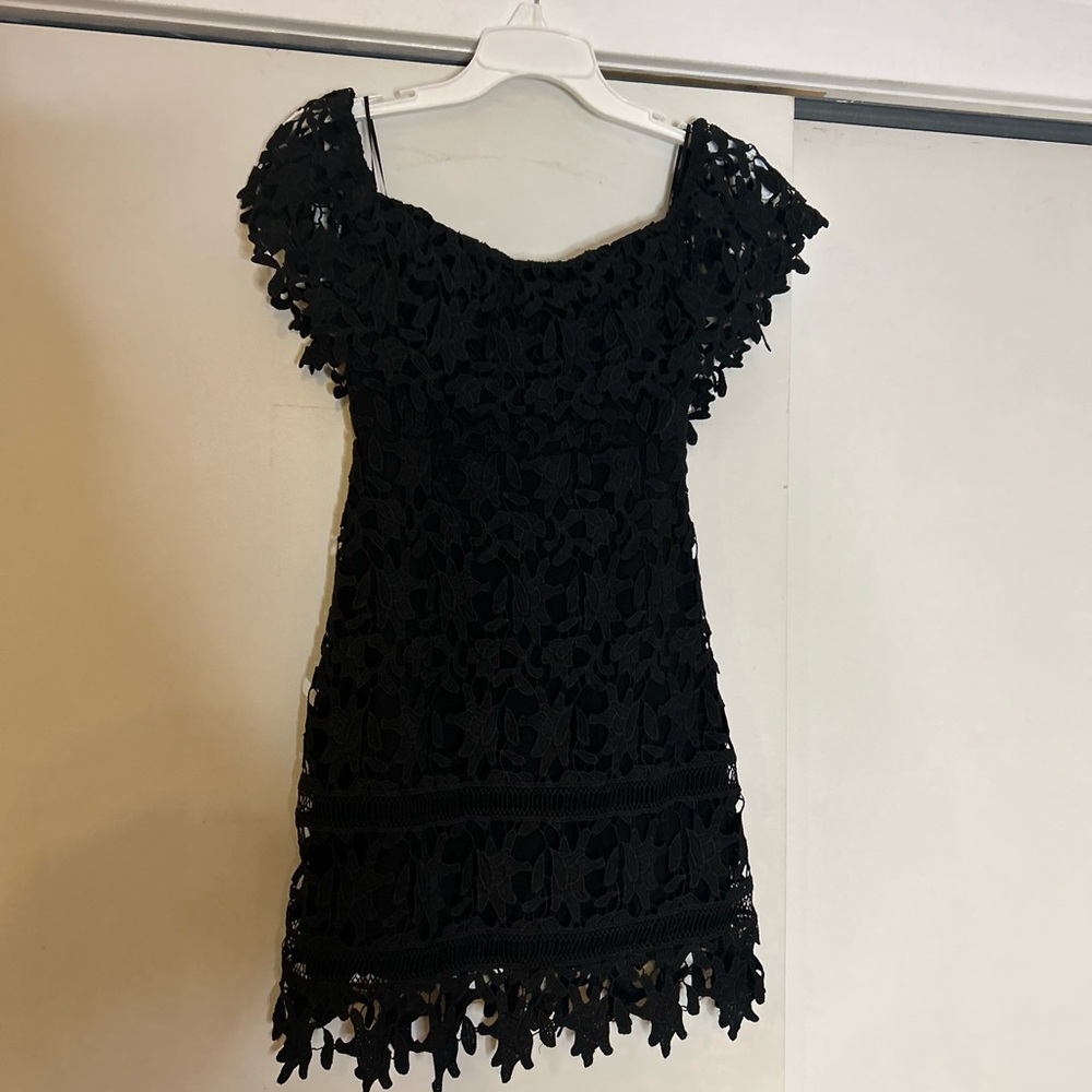 Astr Black Floral Lace Mini Dress